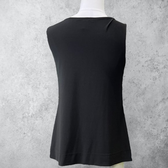 WHBM Top Women's Small Black Sleeveless Tank with Tortoiseshell Lucite Neckline - Picture 5 of 10